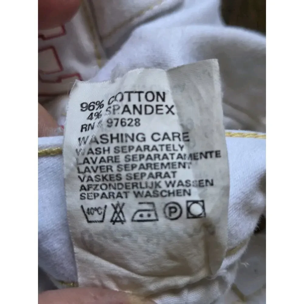 Y2K Pepe Jeans London Capri Pants Patchwork Logo Spellout Embroidered White 29 - Picture 5 of 9